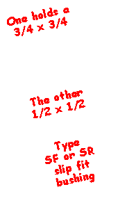 Text Box: One holds a3/4 x 3/4The other1/2 x 1/2TypeSF or SR slip fit bushing